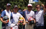 Foto: Flávio Quick - Os três pilotos vencedores da Sênior "A" com Rafael Cançado.